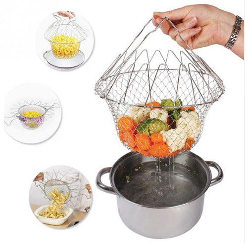 Stainless Steel Telescopic Folding Basket