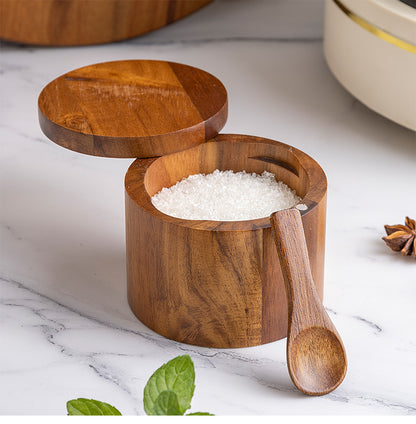 Solid Wood Storage Spice Jars