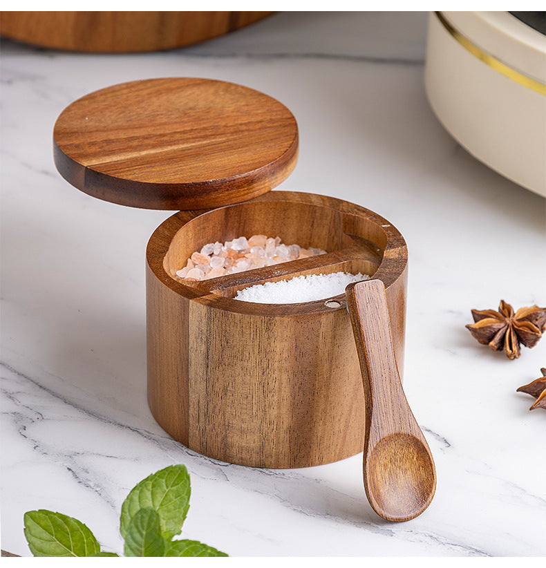 Solid Wood Storage Spice Jars