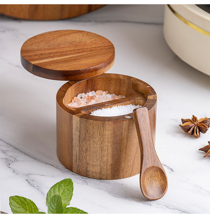 Solid Wood Storage Spice Jars