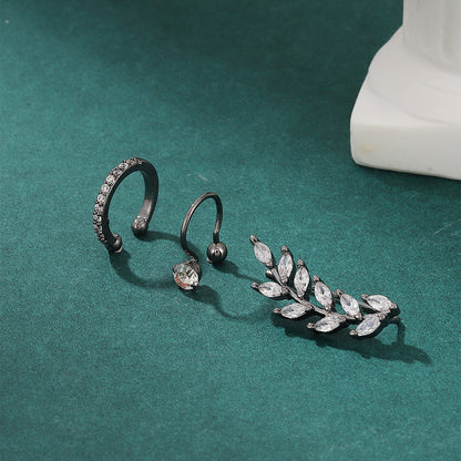 Simple Star Small Drill Ear Clip Leaves Flowers