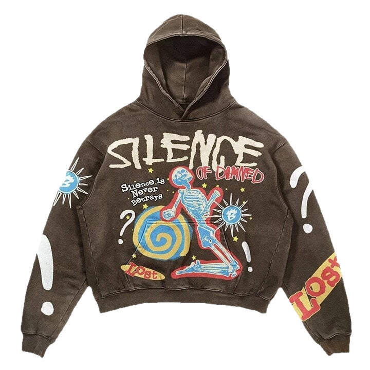 Fashion Retro Skull Printed Hoodies Lovers Streetwear Hoodies