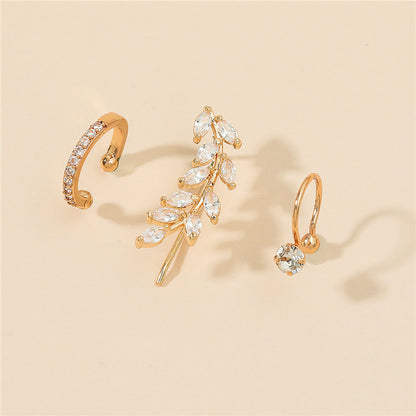 Simple Star Small Drill Ear Clip Leaves Flowers