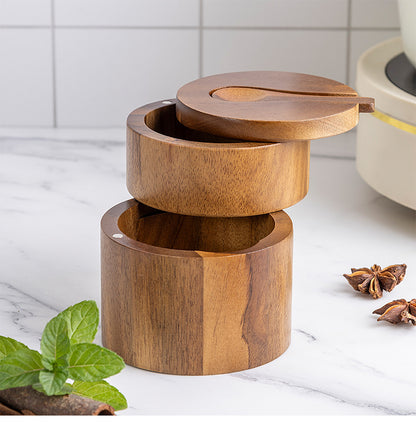 Solid Wood Storage Spice Jars