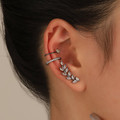 Simple Star Small Drill Ear Clip Leaves Flowers